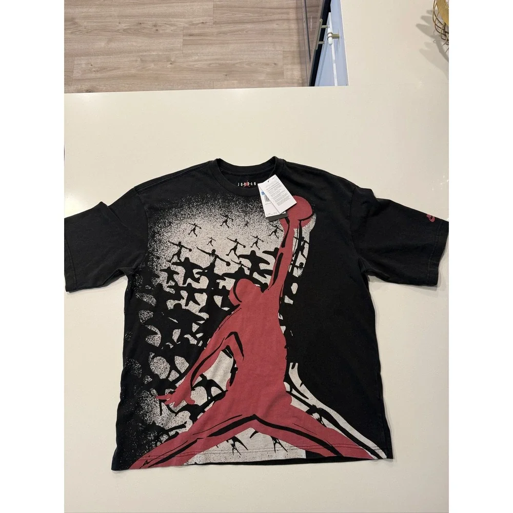 Jordan Reissue Graphic Oversized T-Shirt Men's M Black Gym Red HQ8982-010